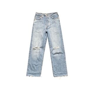 Levi’s Ribcage Straight Leg Ankle Jeans Size 28 Distressed High Rise Light‎ Wash